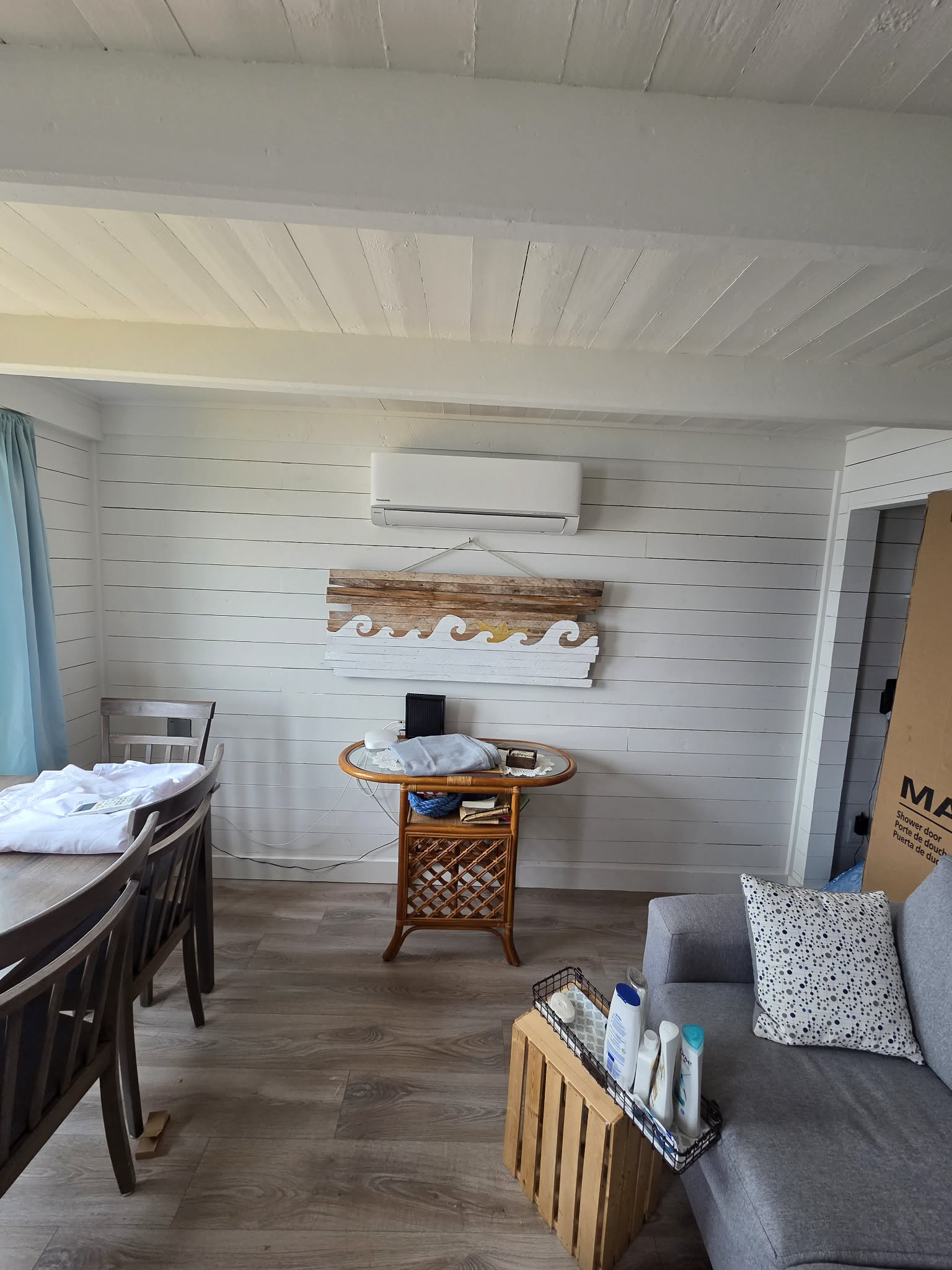 Mini split indoor head unit installed in coastal cottage
